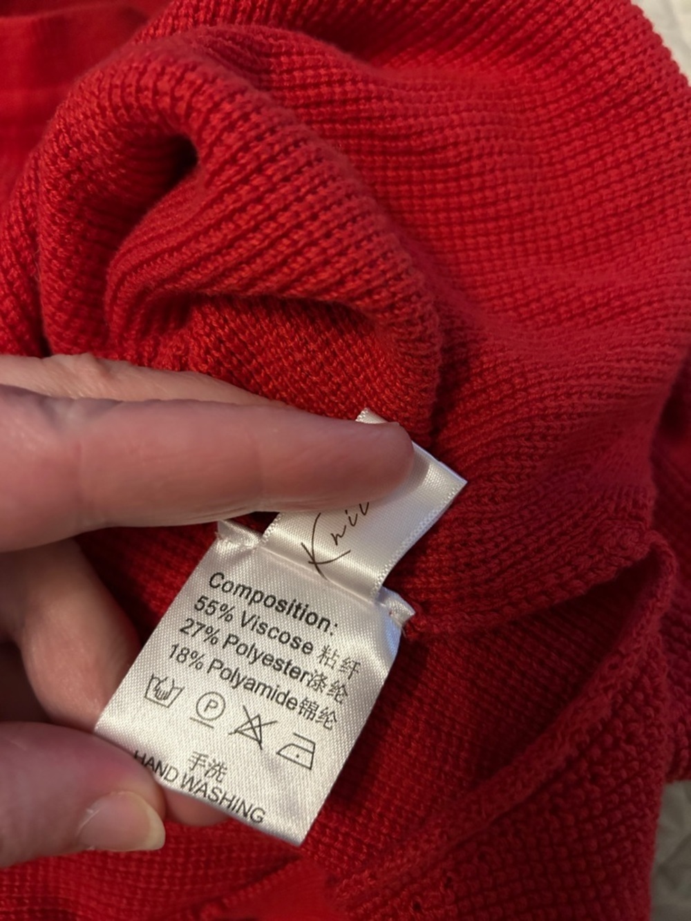 Red Knit, Short-Sleeved Sweater Top, Sz L - Picture 6 of 6